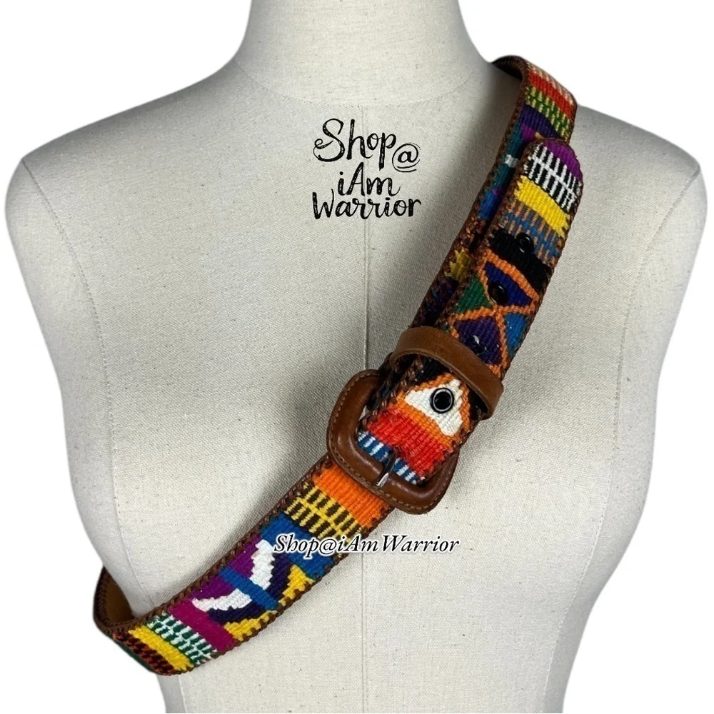 Guatemalan genuine leather hand made embroidered unisex belt *shop@iamwarrior